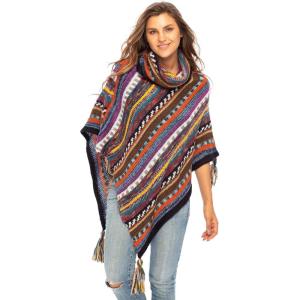 imageBack From Bali Womens Knit Sweater Cape Boho Soft T Neck Cowl Neck Poncho TasselsColorful