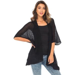 imageBack From Bali Womens Long Shrug Cotton Cardigan Sweater Open Front Short Sleeve for Dresses PantsBlack