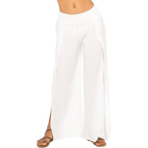 imageBack From Bali Womens Palazzo Pants Wide Leg Loose Beach Pants with Slit Boho Swimsuit Cover UpWhite