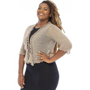 imageBack From Bali Womens Plus Size Sheer Ruffle Shrug Lightweight Bolero Cardigan Arm Cover 2X 3X 4XBeige