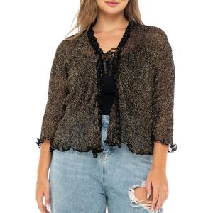 imageBack From Bali Womens Plus Size Sheer Ruffle Shrug Lightweight Bolero Cardigan Arm Cover 2X 3X 4XBlack Gold