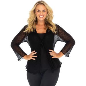 imageBack From Bali Womens Plus Size Sheer Ruffle Shrug Lightweight Bolero Cardigan Arm Cover 2X 3X 4XBlack New