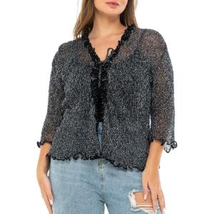 imageBack From Bali Womens Plus Size Sheer Ruffle Shrug Lightweight Bolero Cardigan Arm Cover 2X 3X 4XBlack Silver