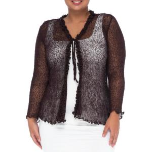 imageBack From Bali Womens Plus Size Sheer Ruffle Shrug Lightweight Bolero Cardigan Arm Cover 2X 3X 4XBrown
