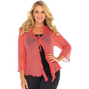 imageBack From Bali Womens Plus Size Sheer Ruffle Shrug Lightweight Bolero Cardigan Arm Cover 2X 3X 4XCoral Pink