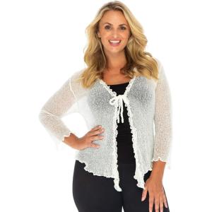 imageBack From Bali Womens Plus Size Sheer Ruffle Shrug Lightweight Bolero Cardigan Arm Cover 2X 3X 4XCreamOffwhite