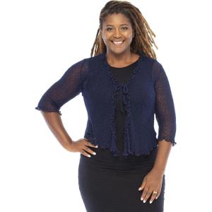 imageBack From Bali Womens Plus Size Sheer Ruffle Shrug Lightweight Bolero Cardigan Arm Cover 2X 3X 4XDark Navy