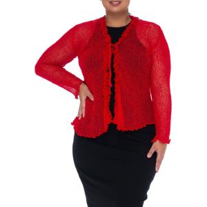 imageBack From Bali Womens Plus Size Sheer Ruffle Shrug Lightweight Bolero Cardigan Arm Cover 2X 3X 4XFiesta Red