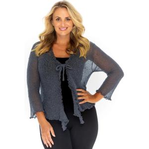 imageBack From Bali Womens Plus Size Sheer Ruffle Shrug Lightweight Bolero Cardigan Arm Cover 2X 3X 4XGunmetal