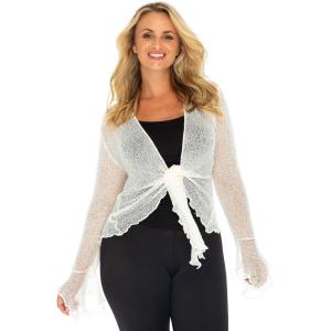 imageBack From Bali Womens Plus Size Sheer Shrug Cardigan Long Bell Sleeves Lightweight Knit Bolero 2X 3X 4XCreamoffwhite