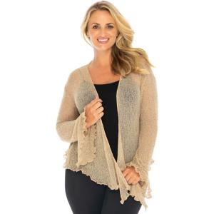 imageBack From Bali Womens Plus Size Sheer Shrug Cardigan Long Bell Sleeves Lightweight Knit Bolero 2X 3X 4XMocca