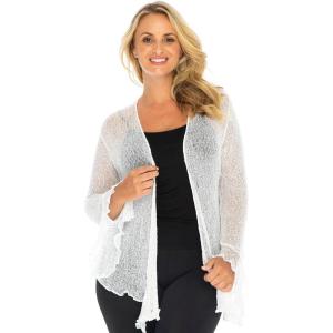 imageBack From Bali Womens Plus Size Sheer Shrug Cardigan Long Bell Sleeves Lightweight Knit Bolero 2X 3X 4XTrue White