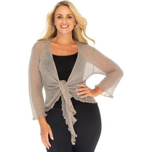 imageBack From Bali Womens Plus Size Shrug Bolero Sheer Cardigan Arm Cover 2X 3X 4X LightweightBeige