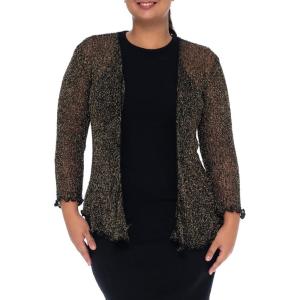 imageBack From Bali Womens Plus Size Shrug Bolero Sheer Cardigan Arm Cover 2X 3X 4X LightweightBlack Gold