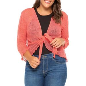 imageBack From Bali Womens Plus Size Shrug Bolero Sheer Cardigan Arm Cover 2X 3X 4X LightweightCoral