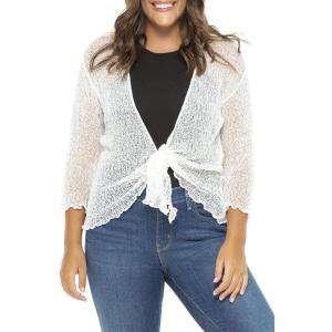 imageBack From Bali Womens Plus Size Shrug Bolero Sheer Cardigan Arm Cover 2X 3X 4X LightweightCreamOffwhite