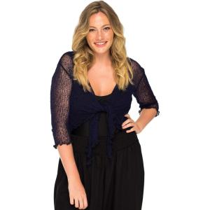 imageBack From Bali Womens Plus Size Shrug Bolero Sheer Cardigan Arm Cover 2X 3X 4X LightweightDark Navy