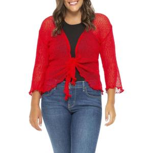 imageBack From Bali Womens Plus Size Shrug Bolero Sheer Cardigan Arm Cover 2X 3X 4X LightweightFiesta Red
