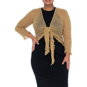 imageBack From Bali Womens Plus Size Shrug Bolero Sheer Cardigan Arm Cover 2X 3X 4X LightweightGold Natural