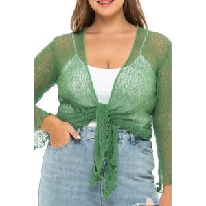 imageBack From Bali Womens Plus Size Shrug Bolero Sheer Cardigan Arm Cover 2X 3X 4X LightweightGreen