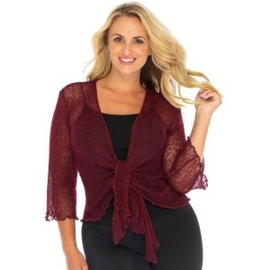 imageBack From Bali Womens Plus Size Shrug Bolero Sheer Cardigan Arm Cover 2X 3X 4X LightweightMaroon