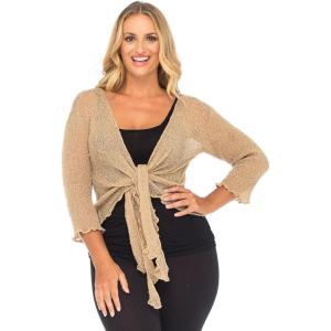 imageBack From Bali Womens Plus Size Shrug Bolero Sheer Cardigan Arm Cover 2X 3X 4X LightweightMocca