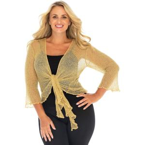 imageBack From Bali Womens Plus Size Shrug Bolero Sheer Cardigan Arm Cover 2X 3X 4X LightweightNatural Gold