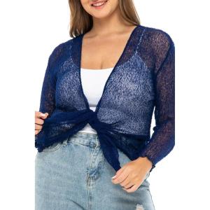 imageBack From Bali Womens Plus Size Shrug Bolero Sheer Cardigan Arm Cover 2X 3X 4X LightweightNavy
