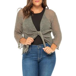 imageBack From Bali Womens Plus Size Shrug Bolero Sheer Cardigan Arm Cover 2X 3X 4X LightweightOlive