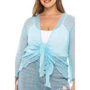 imageBack From Bali Womens Plus Size Shrug Bolero Sheer Cardigan Arm Cover 2X 3X 4X LightweightPowder Blue