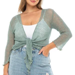 imageBack From Bali Womens Plus Size Shrug Bolero Sheer Cardigan Arm Cover 2X 3X 4X LightweightSage