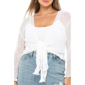 imageBack From Bali Womens Plus Size Shrug Bolero Sheer Cardigan Arm Cover 2X 3X 4X LightweightWhite