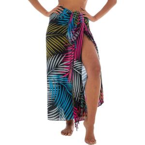 imageBack From Bali Womens Print Sarong Swimsuit Beach Cover Up Wrap Skirt PareoBamboo Pink