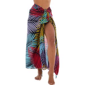 imageBack From Bali Womens Print Sarong Swimsuit Beach Cover Up Wrap Skirt PareoBamboo Red
