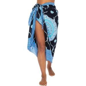 imageBack From Bali Womens Print Sarong Swimsuit Beach Cover Up Wrap Skirt PareoBlue Coin
