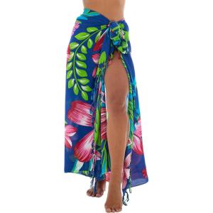 imageBack From Bali Womens Print Sarong Swimsuit Beach Cover Up Wrap Skirt PareoBurst Blue
