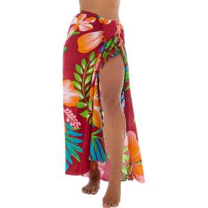 imageBack From Bali Womens Print Sarong Swimsuit Beach Cover Up Wrap Skirt PareoBurst Red