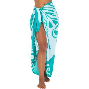imageBack From Bali Womens Sarong Wrap Beach Swimsuit Cover Up  Butterfly with Coconut ClipTosca Green