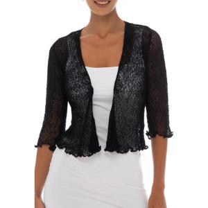 imageBack From Bali Womens Sheer Shrug Cardigan Lightweight KnitBlack