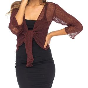 imageBack From Bali Womens Sheer Shrug Cardigan Lightweight KnitBrick