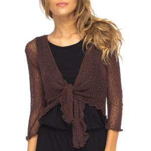 imageBack From Bali Womens Sheer Shrug Cardigan Lightweight KnitBrown