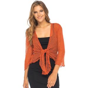 imageBack From Bali Womens Sheer Shrug Cardigan Lightweight KnitBurnt Orange