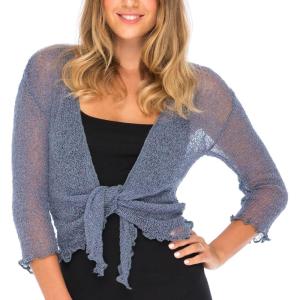 imageBack From Bali Womens Sheer Shrug Cardigan Lightweight KnitChina Blue