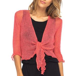 imageBack From Bali Womens Sheer Shrug Cardigan Lightweight KnitCoral