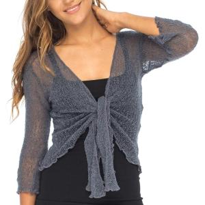 imageBack From Bali Womens Sheer Shrug Cardigan Lightweight KnitGunmetal