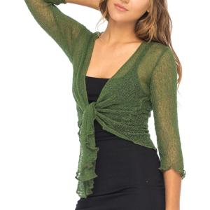 imageBack From Bali Womens Sheer Shrug Cardigan Lightweight KnitHunter Green