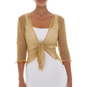 imageBack From Bali Womens Sheer Shrug Cardigan Lightweight KnitNatural Gold