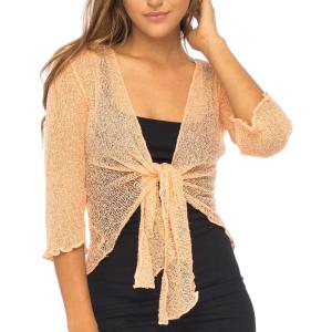 imageBack From Bali Womens Sheer Shrug Cardigan Lightweight KnitPeach