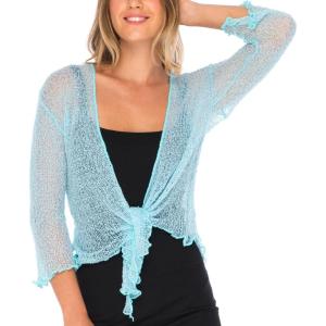 imageBack From Bali Womens Sheer Shrug Cardigan Lightweight KnitPowder Blue