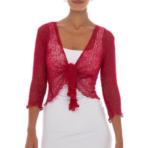 imageBack From Bali Womens Sheer Shrug Cardigan Lightweight KnitRed